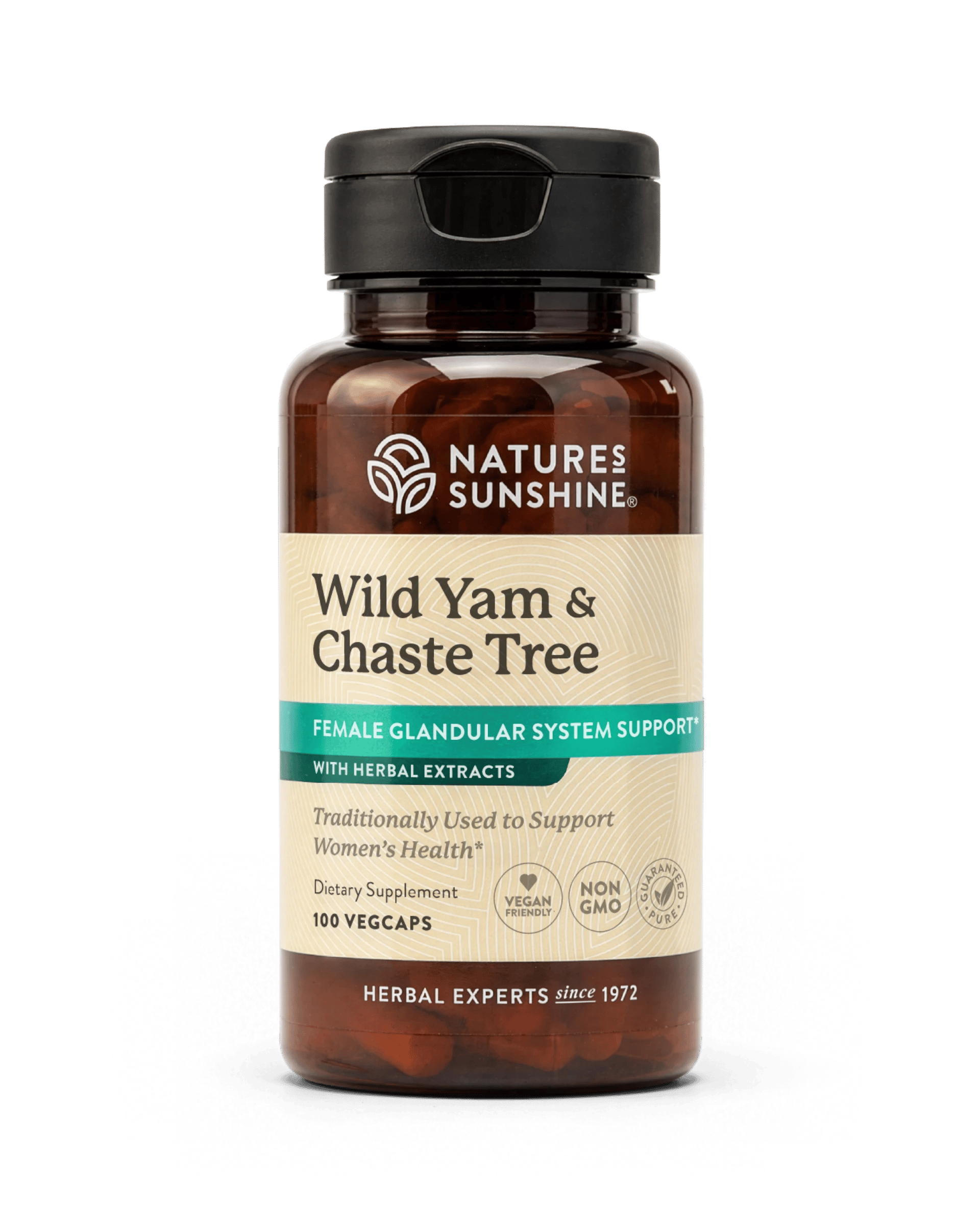 Nature's Sunshine Wild Yam and Chaste Tree bottle, 100 Capsules
