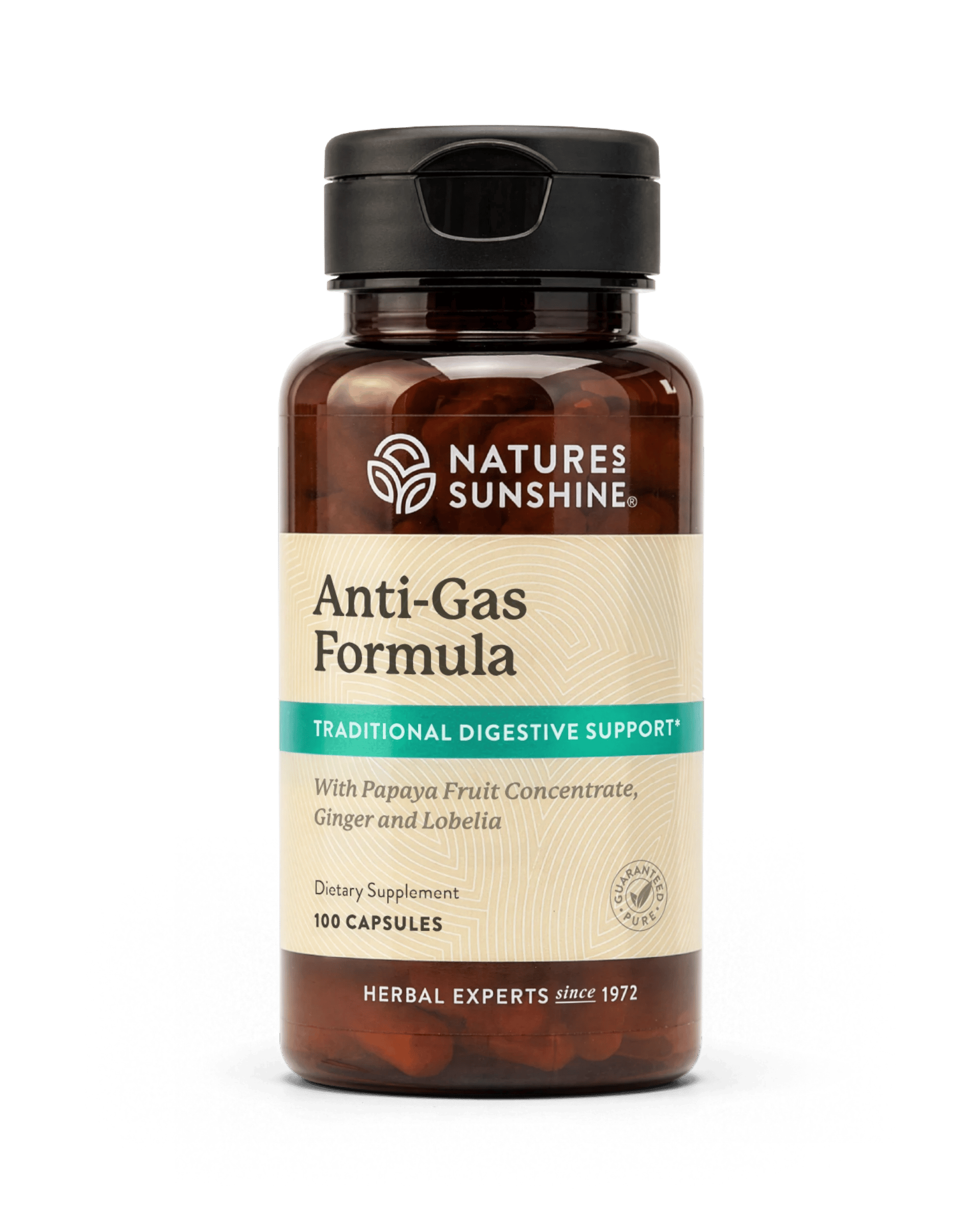 Nature's Sunshine Anti-Gas Formula bottle, 100 Capsules