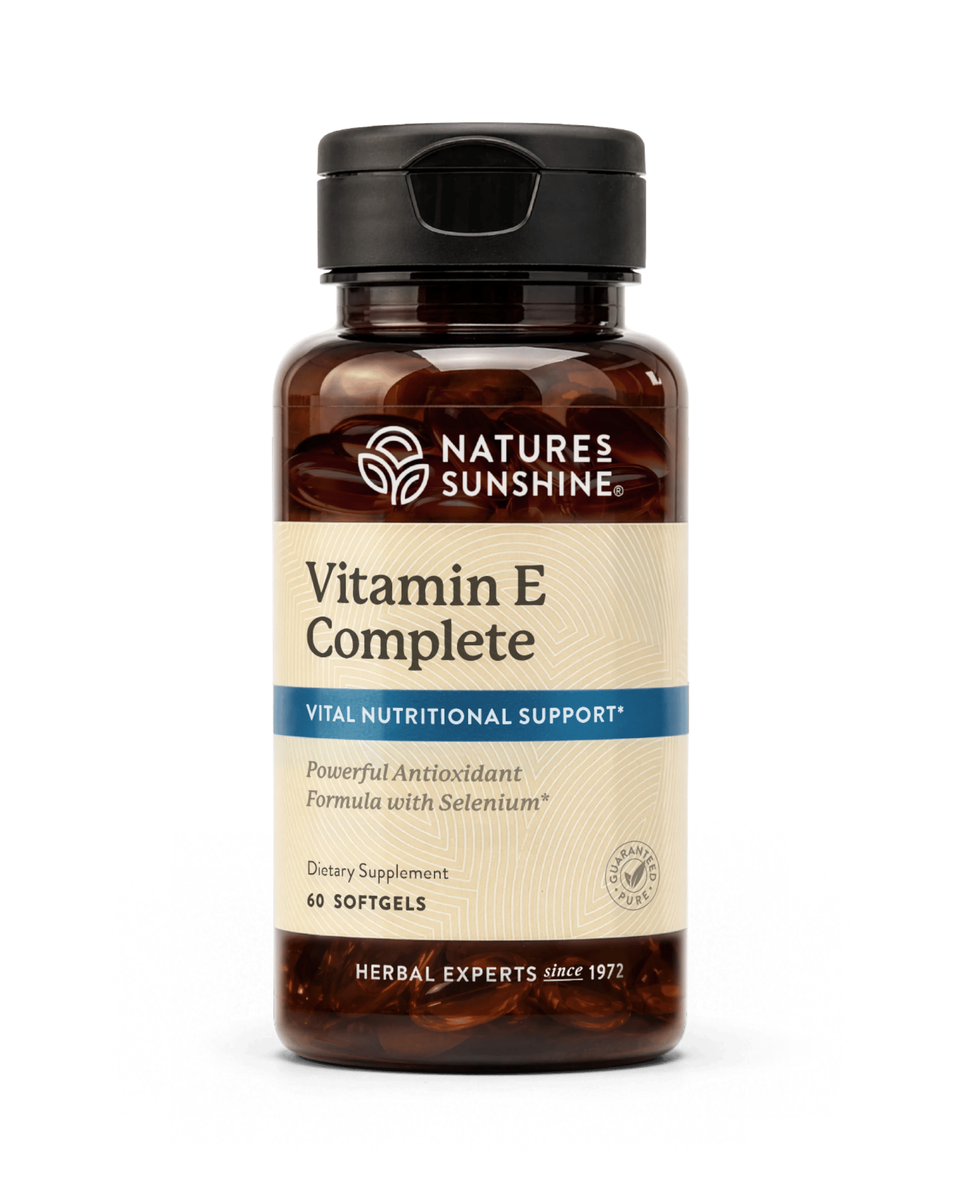 Nature's Sunshine Vitamin E Complete with Selenium bottle, 60 Softgel Capsules