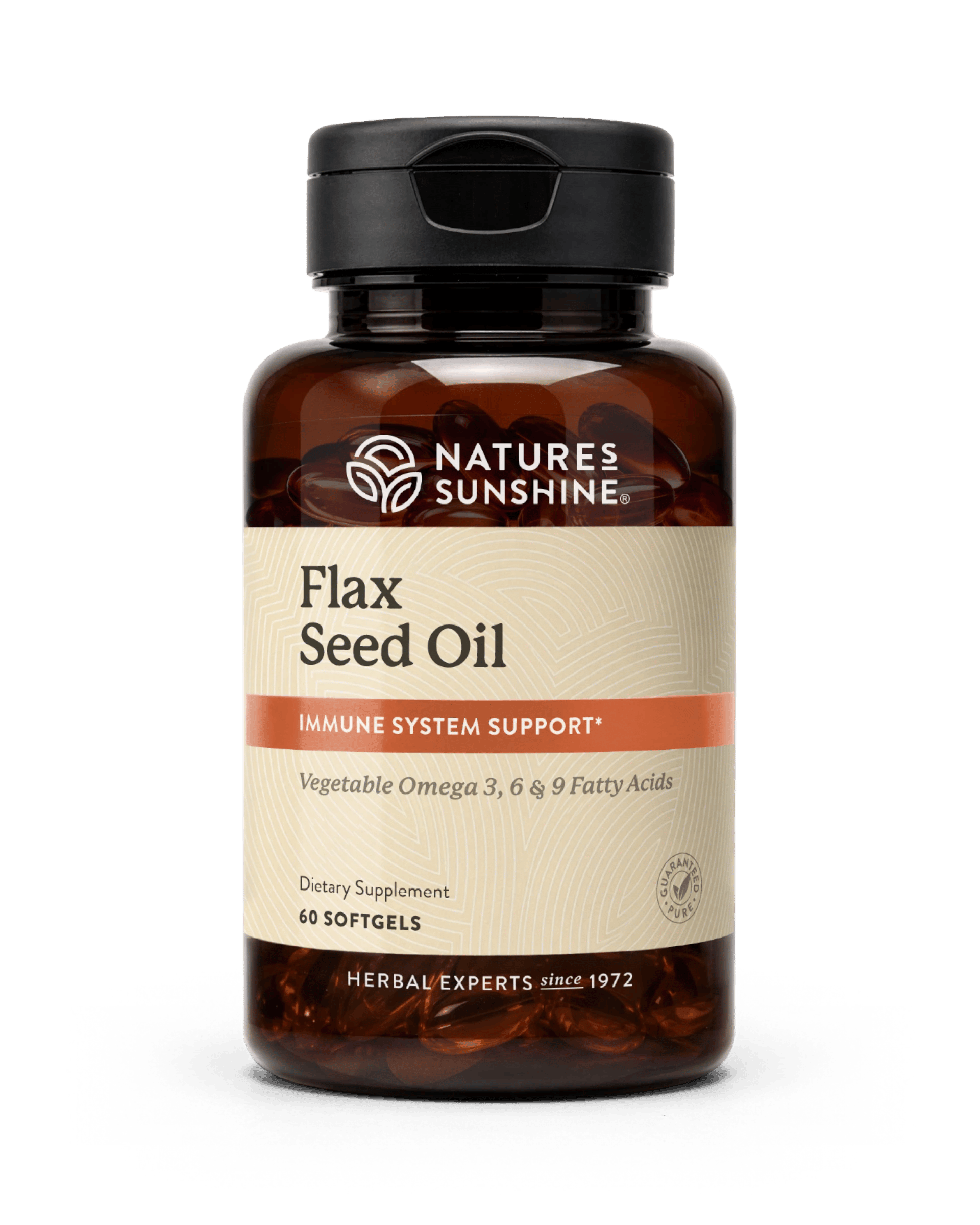 Nature's Sunshine Flax Seed Oil with Lignans bottle, 60 Softgel Capsules