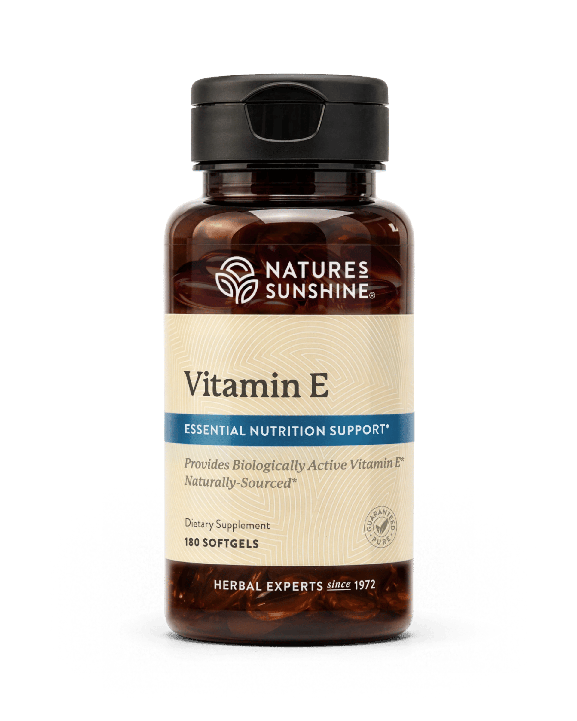 Nature's Sunshine Vitamin E (100 IU) bottle, 180 Softgel Capsules