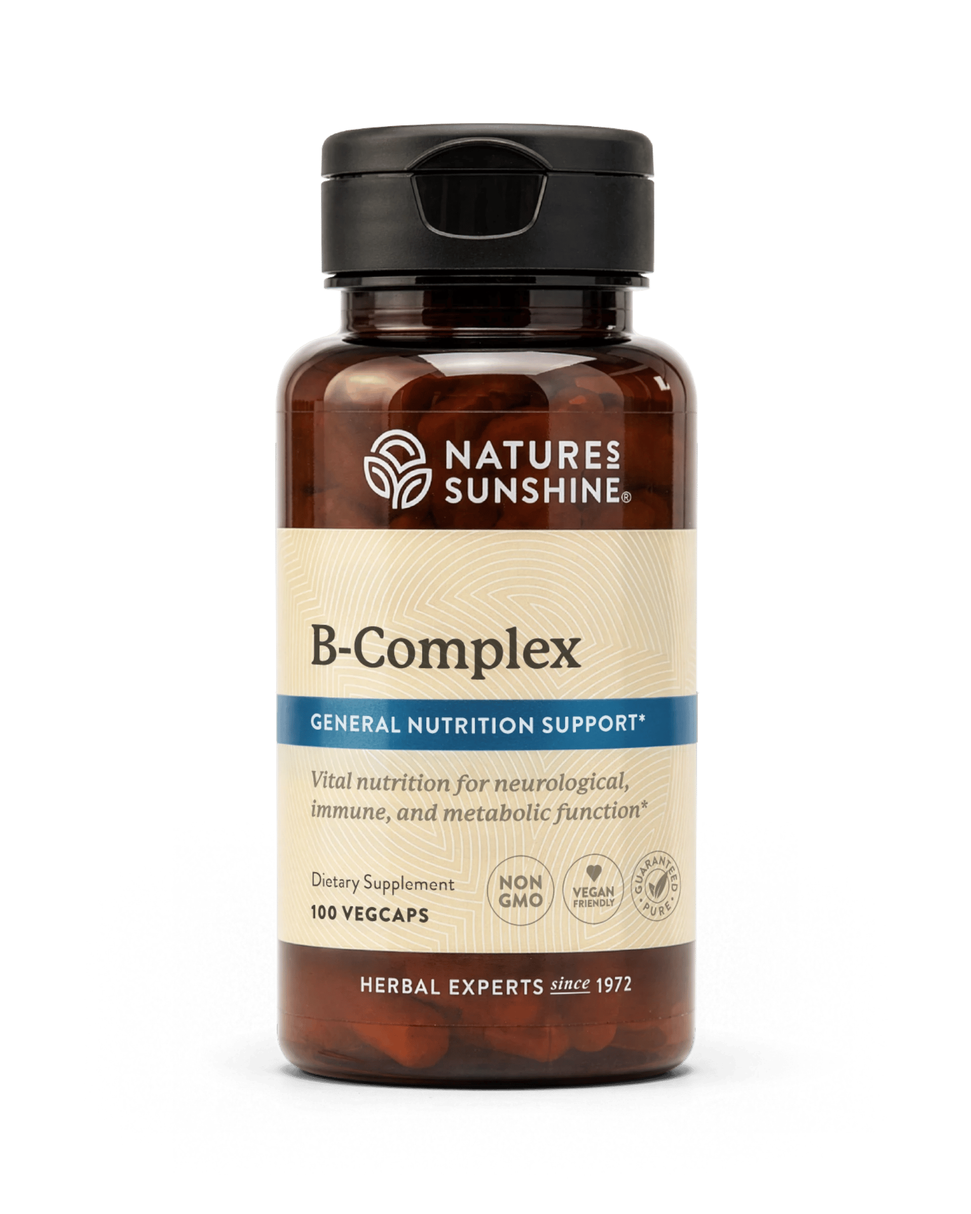 Nature's Sunshine Vitamin B-Complex bottle, 100 Vegcaps