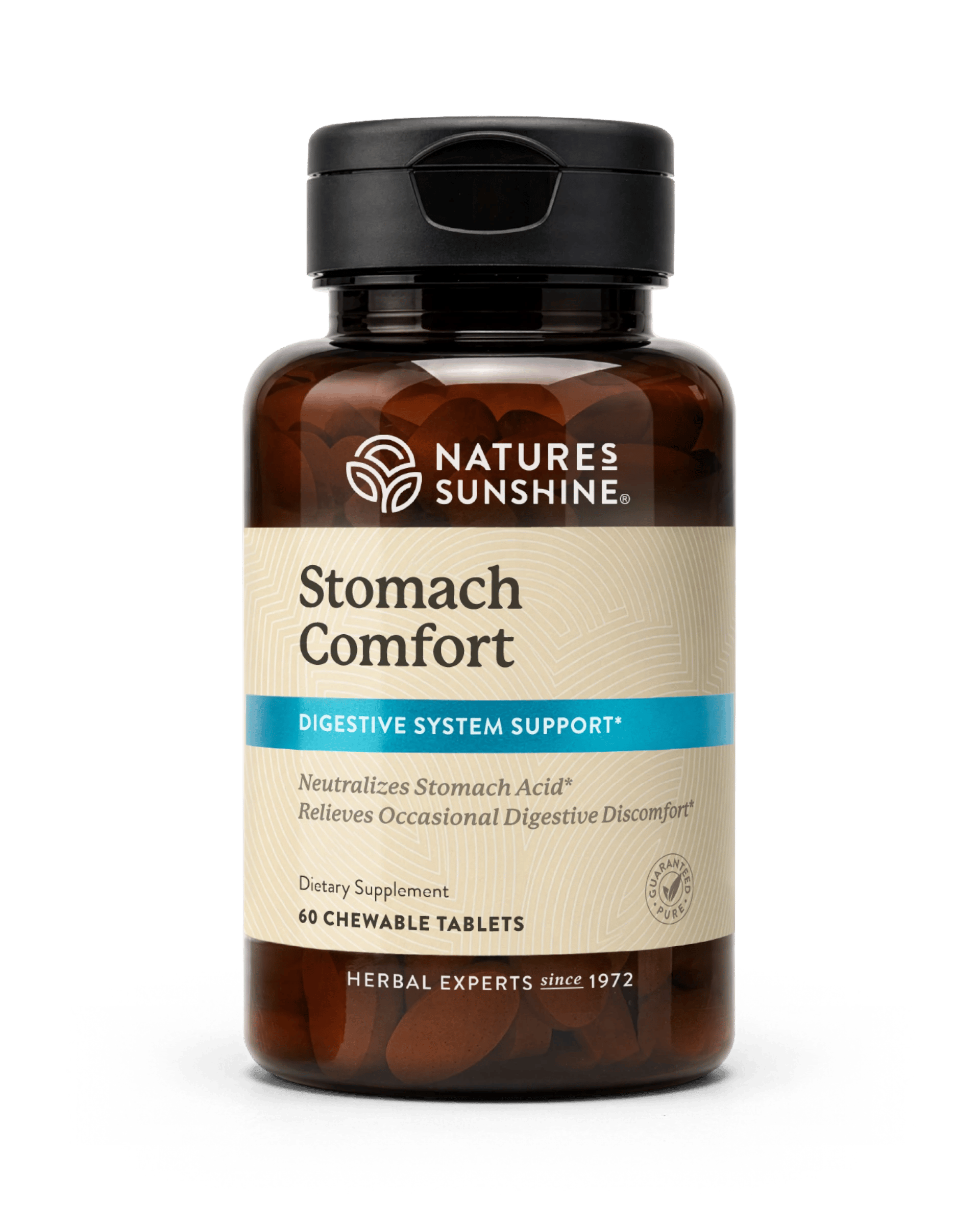 Nature's Sunshine Stomach Comfort bottle, 60 Chewable Tablets