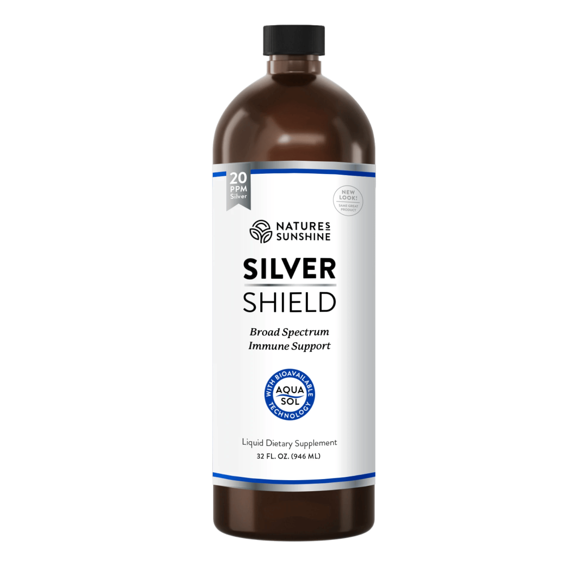 Nature's Sunshine Silver Shield with Aqua Sol bottle, 32 fl. oz. Bottle