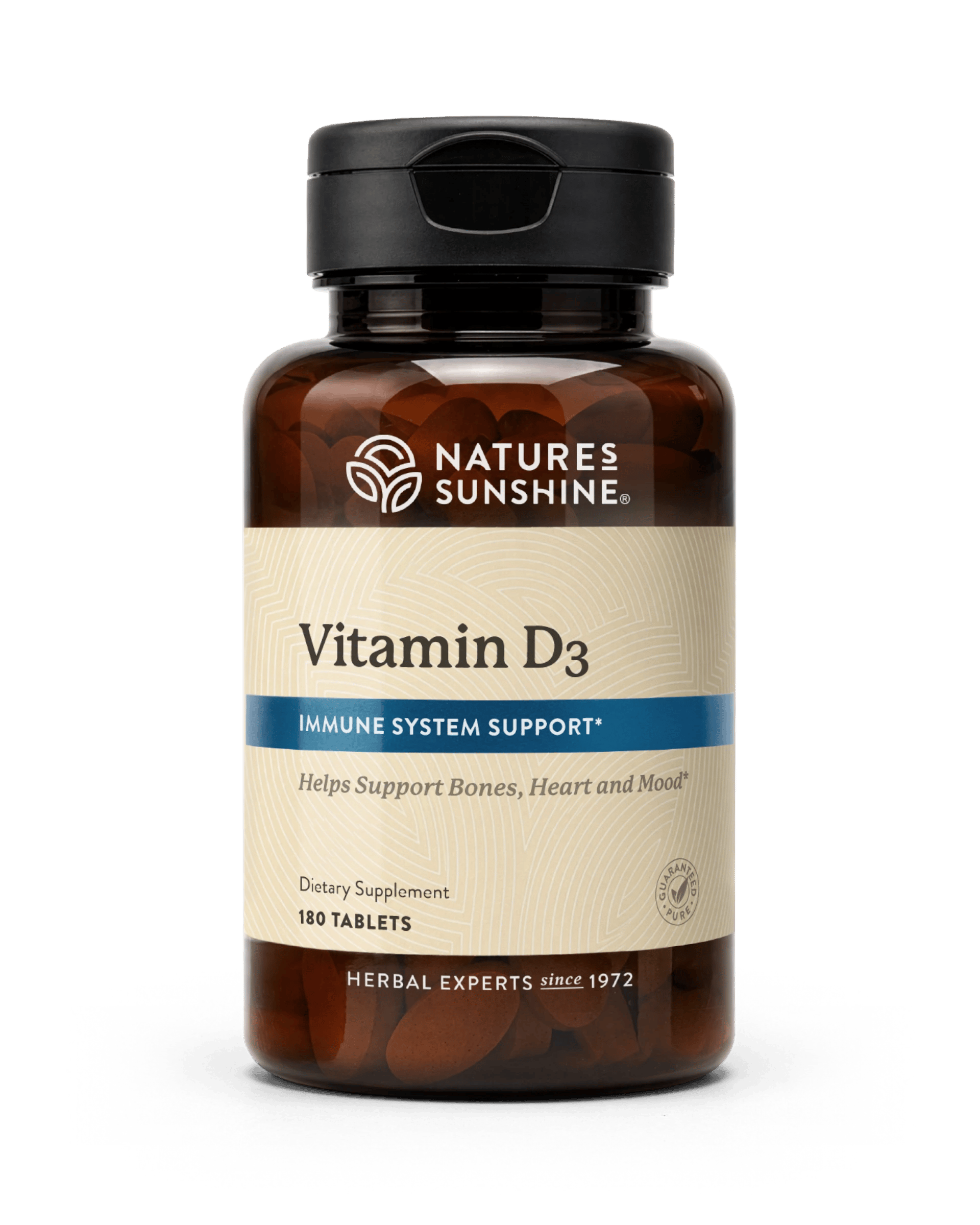 Nature's Sunshine Vitamin D3 bottle, 180 Tablets