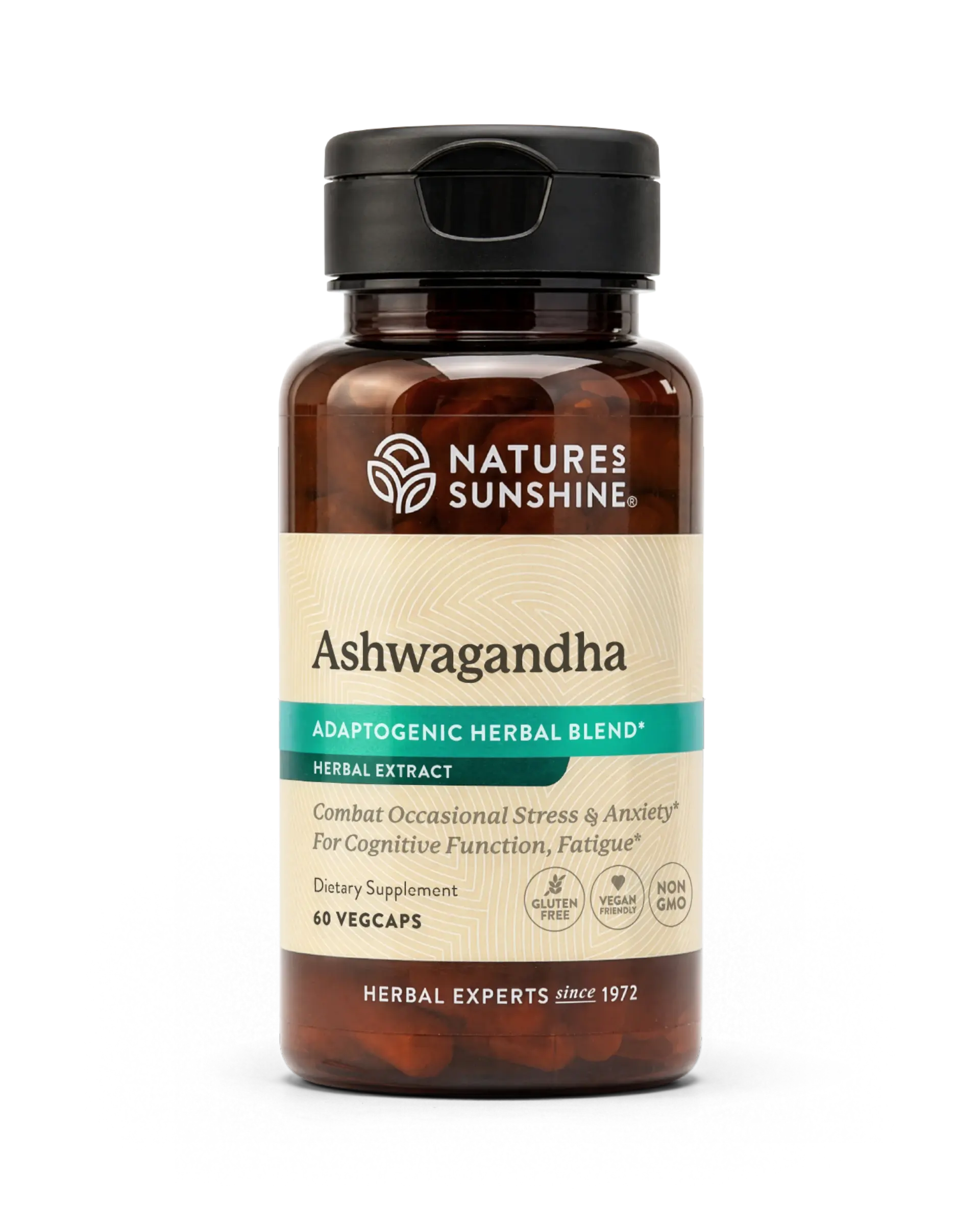 Nature's Sunshine Ashwagandha bottle, 60 VegiCaps