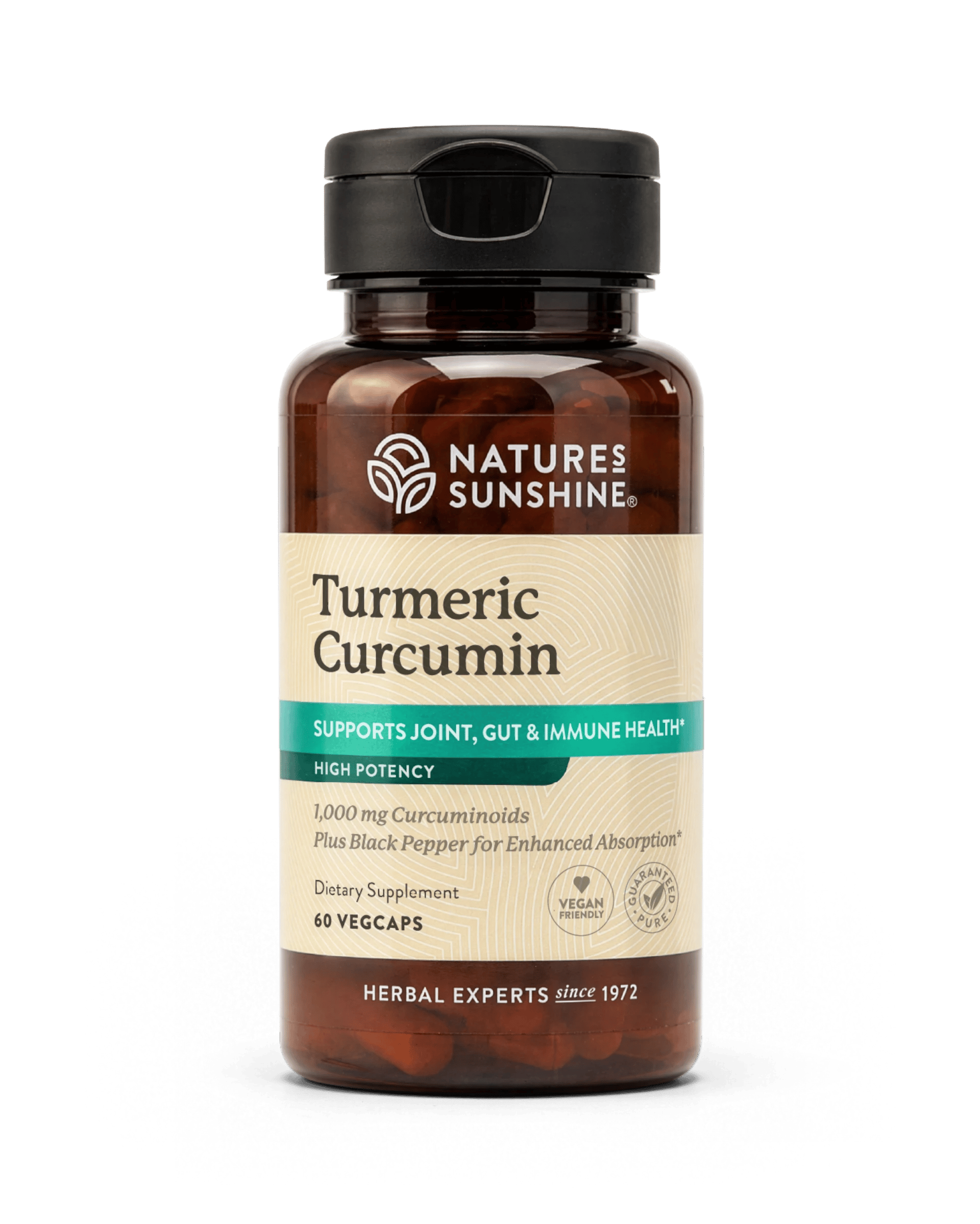 Nature’s Sunshine Turmeric Curcumin  Supplement bottle for joint, gut, and immune health.