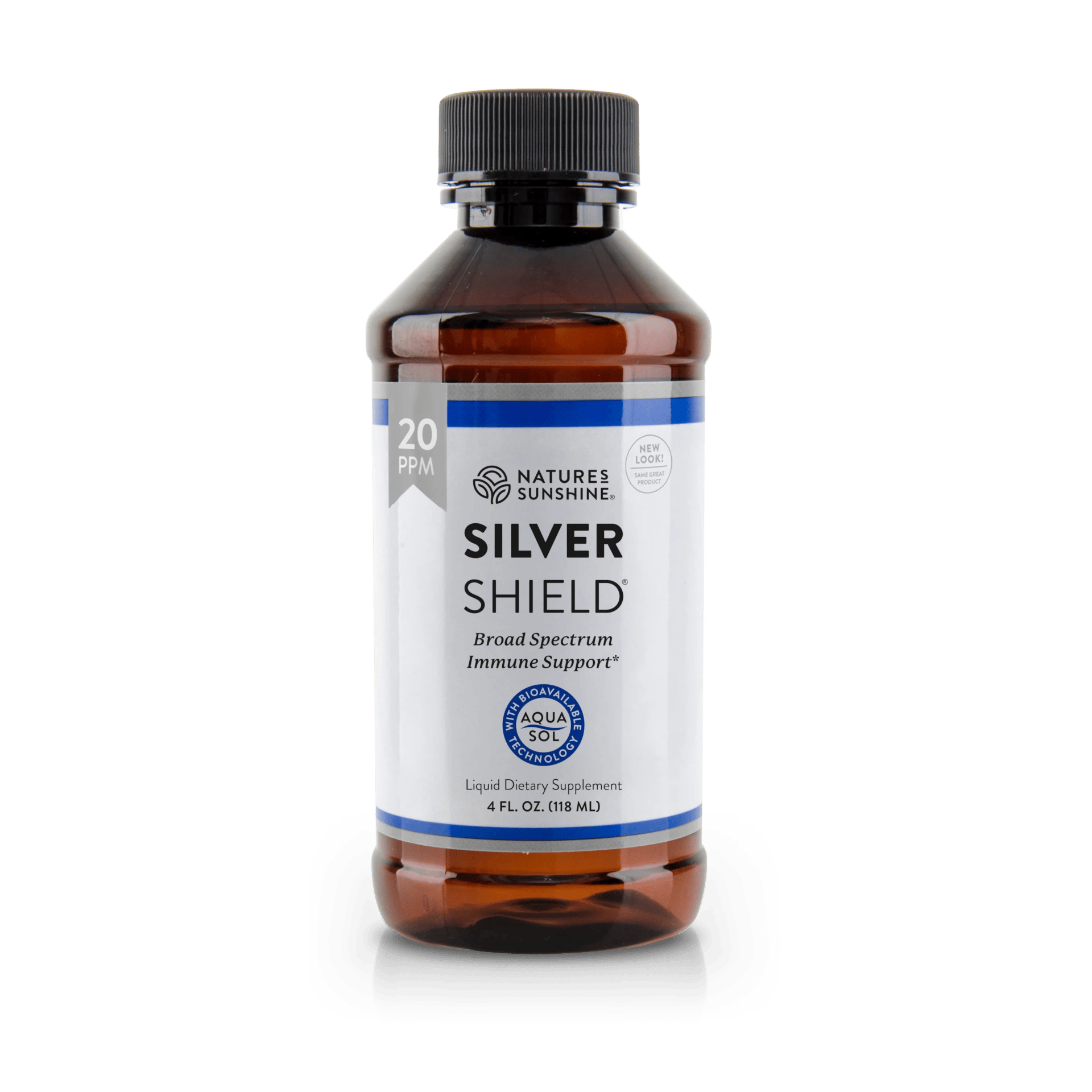Nature's Sunshine Silver Shield with Aqua Sol bottle, 4 fl. oz. Bottle
