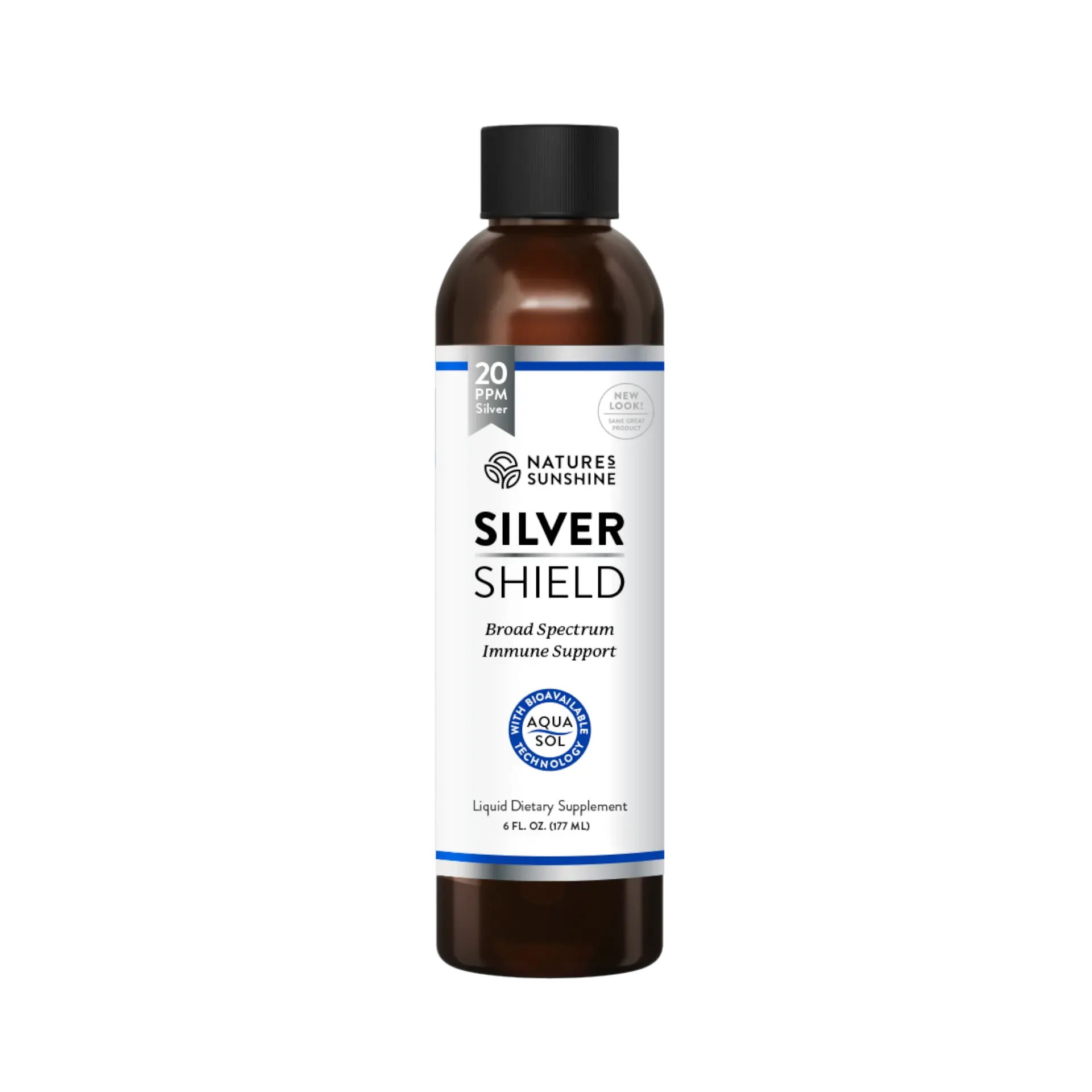 Nature's Sunshine Silver Shield with Aqua Sol bottle, 6 fl. oz. Bottle