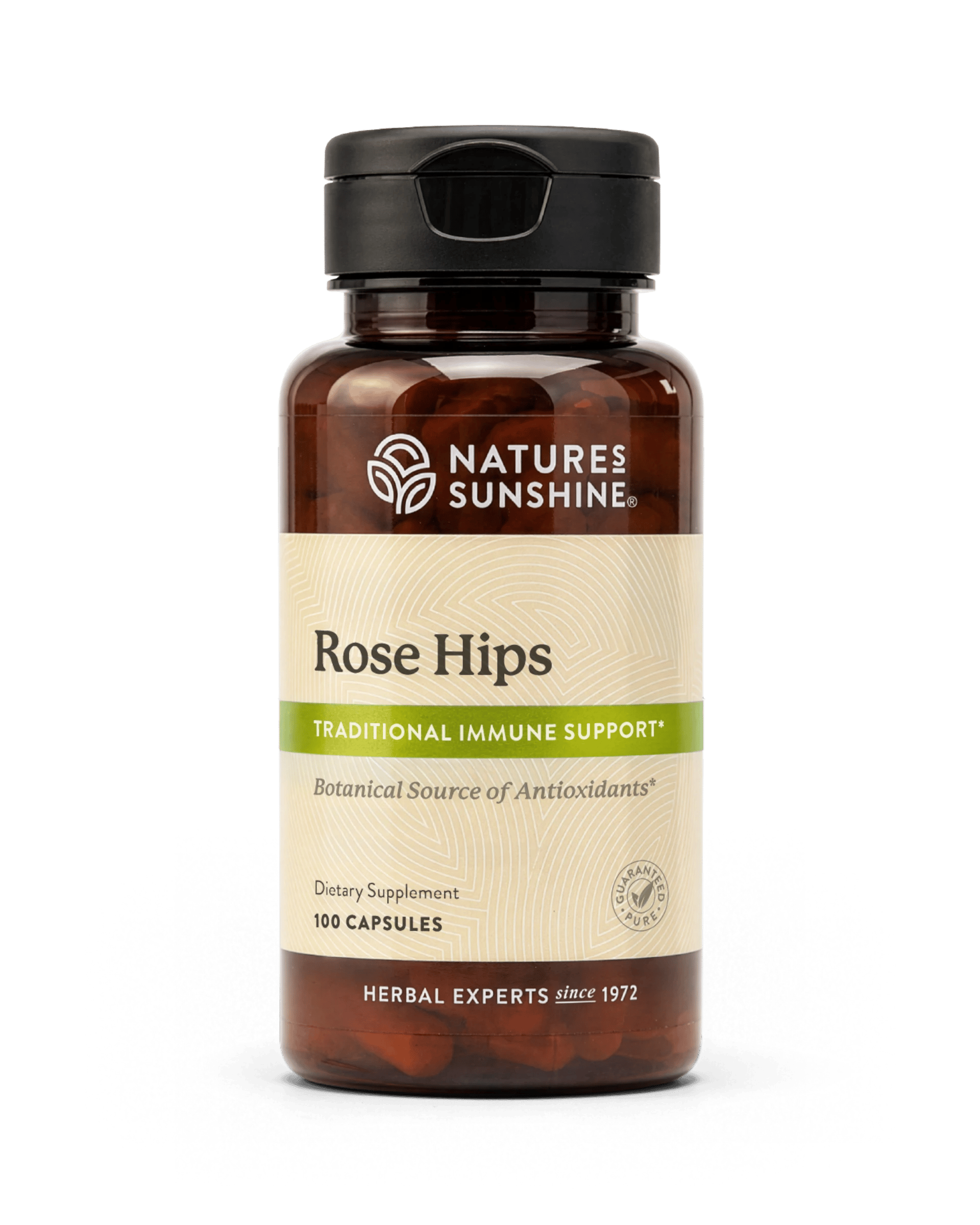 Nature's Sunshine Rose Hips bottle, 100 Capsules