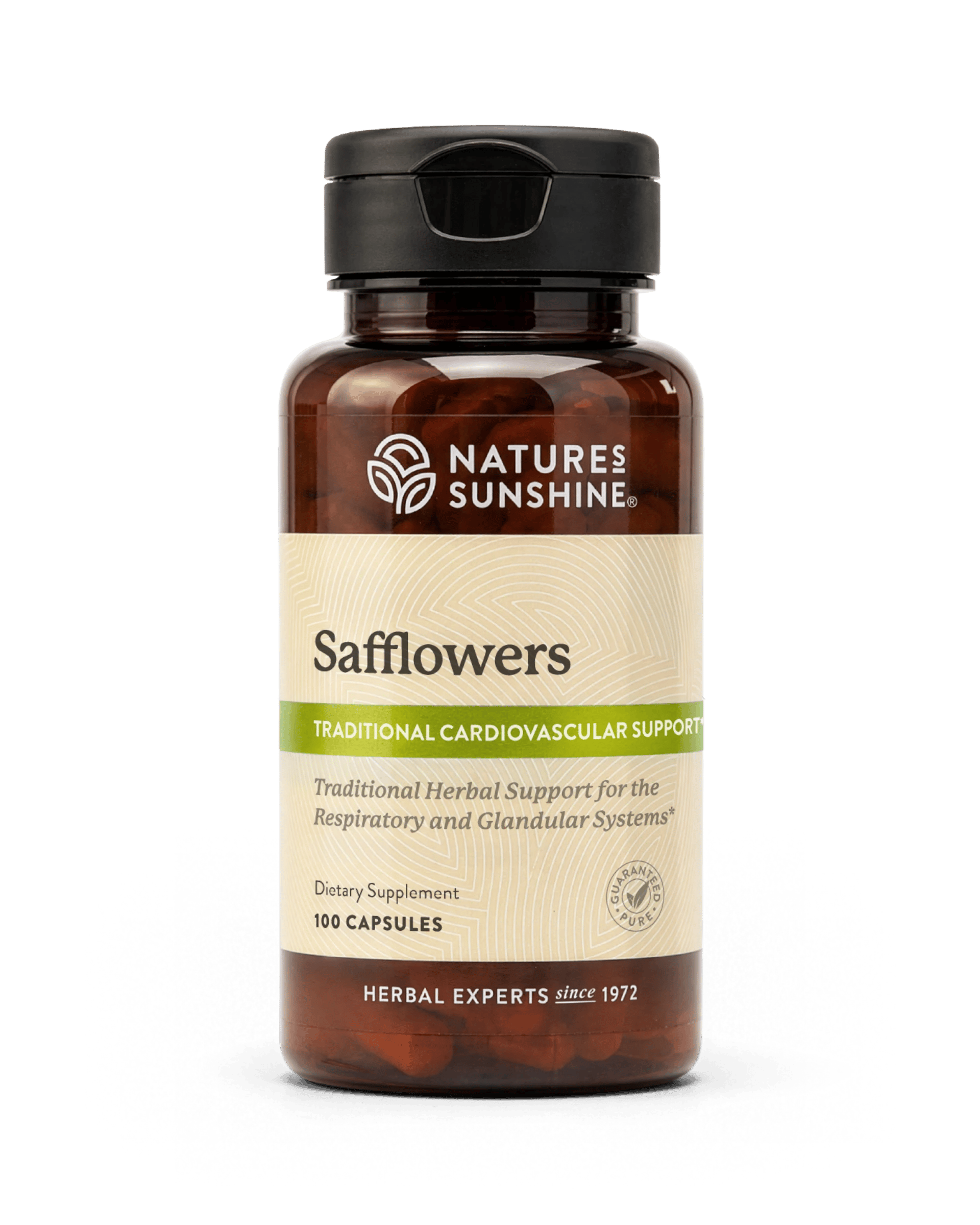 Nature's Sunshine Safflowers bottle, 100 capsules