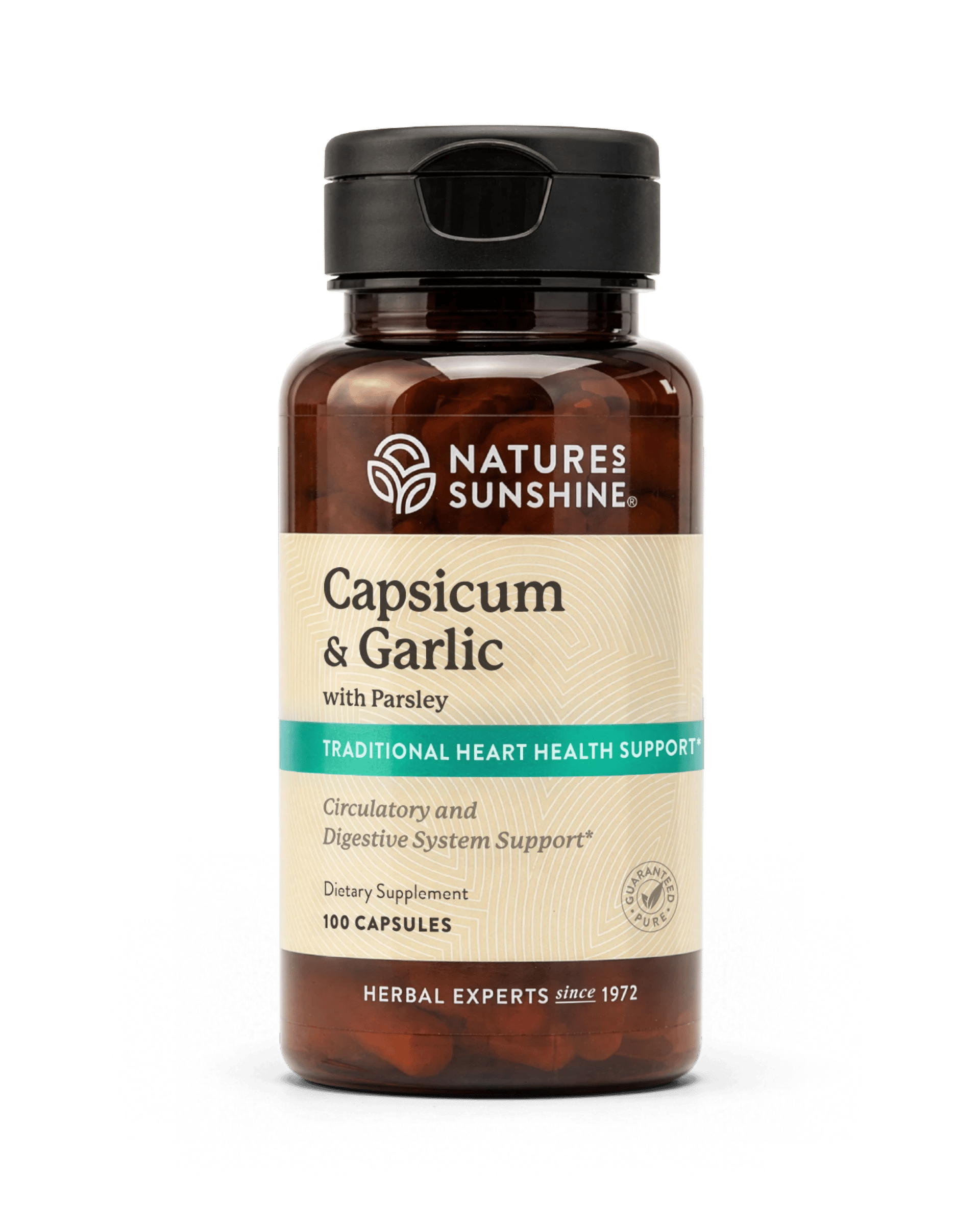 Nature's Sunshine Capsicum and Garlic with Parsley bottle, 100 Capsules
