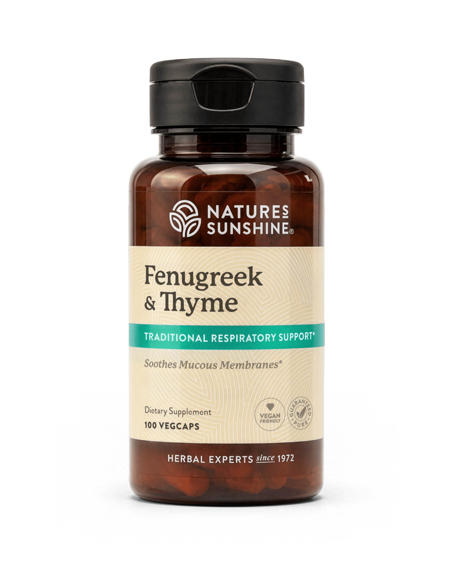Nature's Sunshine Fenugreek and Thyme bottle, 100 Capsules