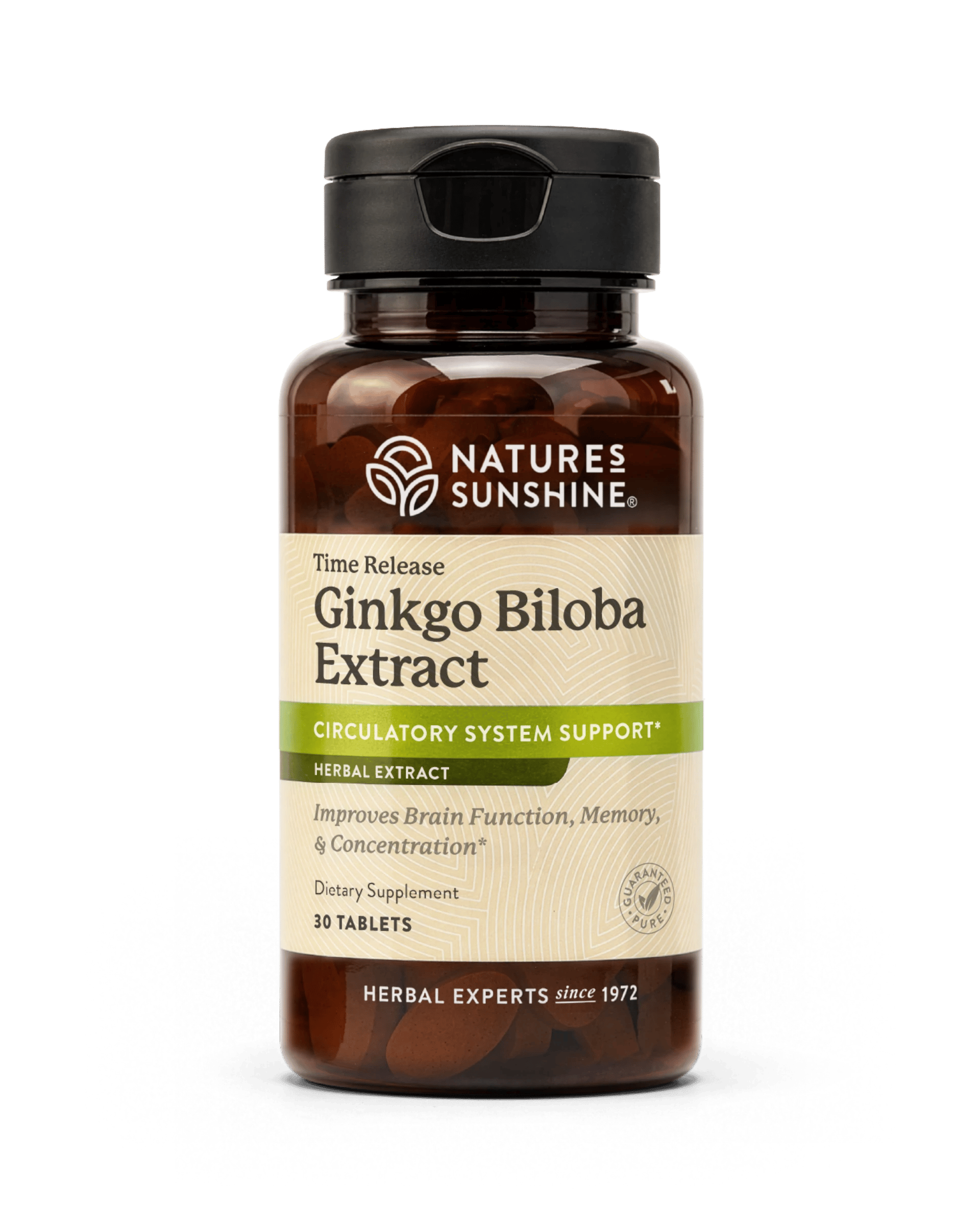 Nature's Sunshine Ginkgo Biloba Extract Time Release bottle, 30 Tablets