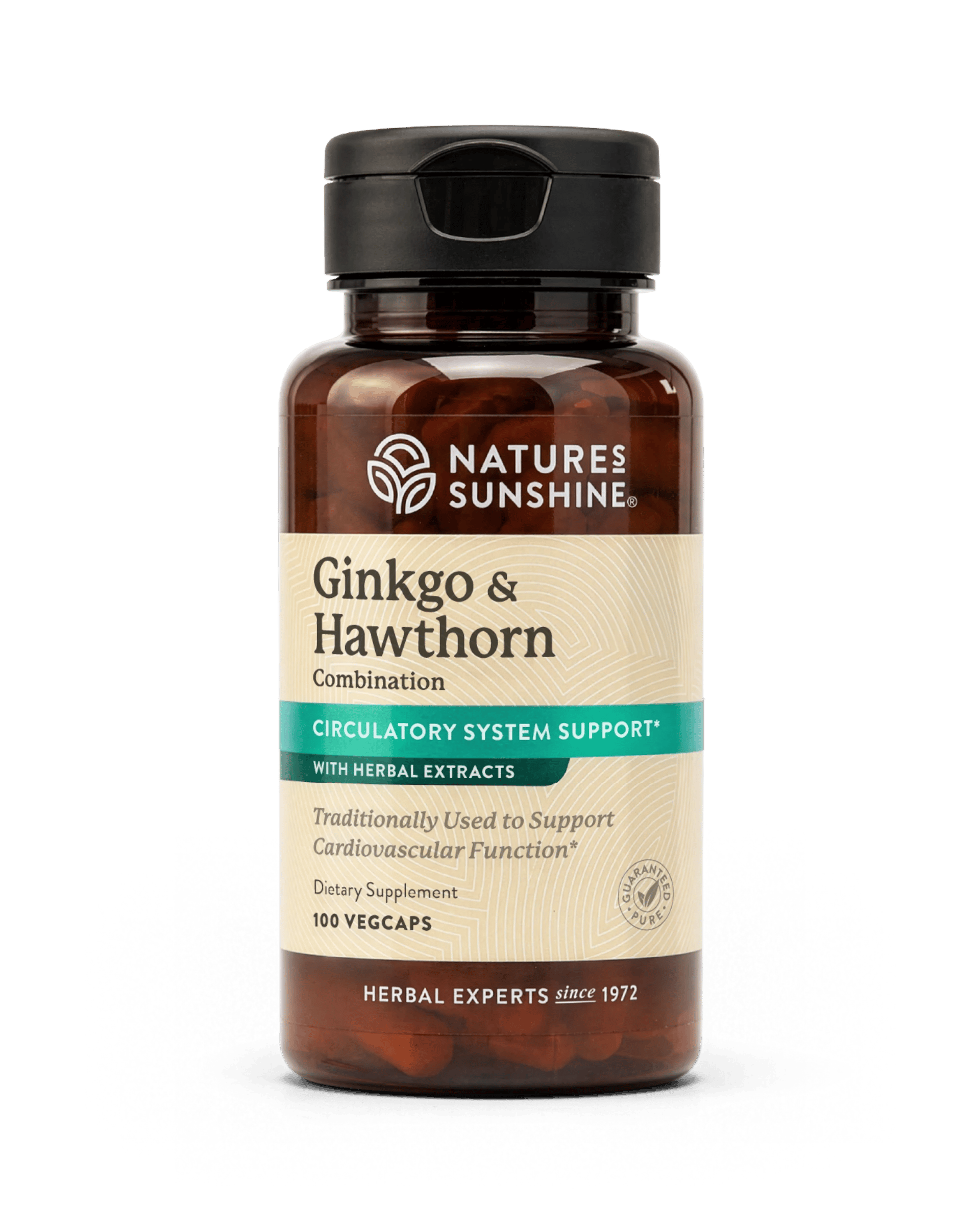Nature's Sunshine Ginkgo and Hawthorn Combination bottle, 100 Capsules
