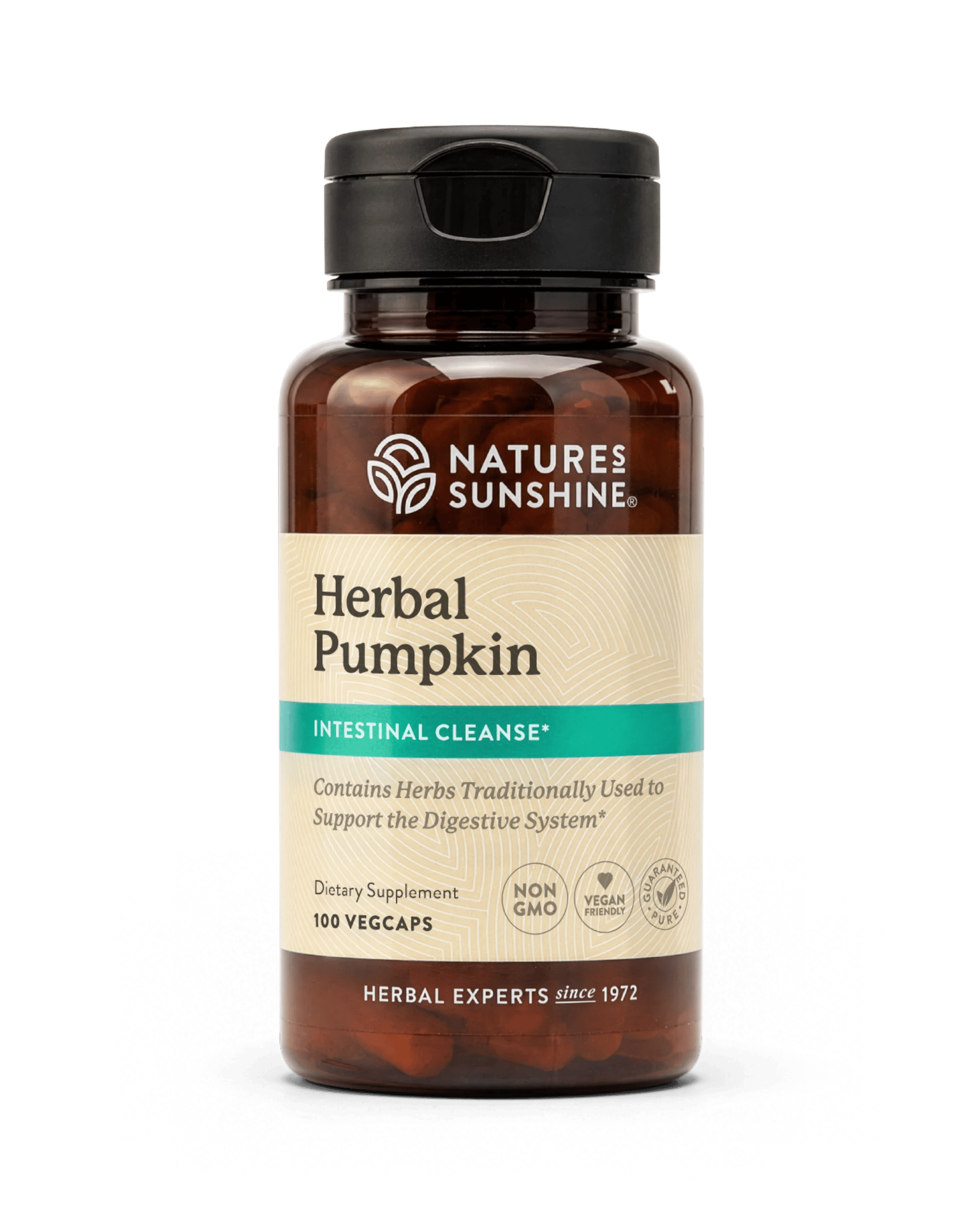 Nature's Sunshine Herbal Pumpkin (Colon and Intestinal Health) bottle, 100 Capsules